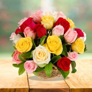 mix roses of sunshine basket