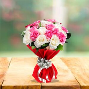 pink & white roses bouquet