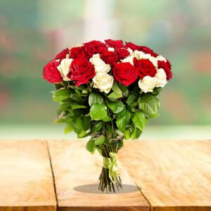 roses with love petal bouquet